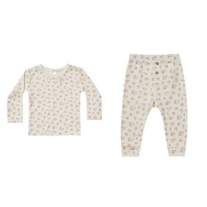 Quincy Mae blush floral Pointelle set 3/6